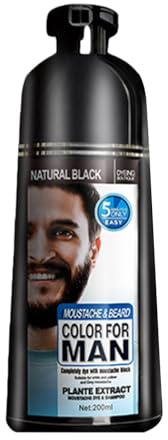 Beard Color - Black Natural Long-Lasting Agent,200ml Mustache Coloring For Hair Beard | For Men Dad Home Travel Daily Salon Party Wedding Dating Birthday 9.5x6.5x22cm