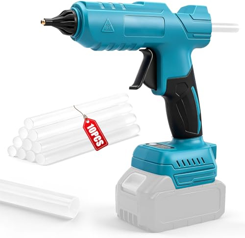 Pistola per colla a caldo compatibile con batterie Makita da 18 V, pistola per colla a caldo da 100 W con 10 stick di colla da 11 mm, stick di colla a caldo per fai da te, bricolage, casa, riparazione