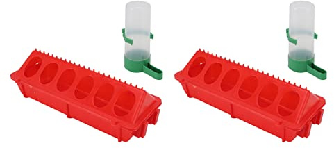 Acouto 2Set Flip Top Chick Birds Feeder, Automatisk Fjäderfämatare med Stänksäkert Lock, Kycklingmatare Vaktelmatare Vaktelmatare Liten EderFlip Top Chicken Feeder (M Waterer 90ML)