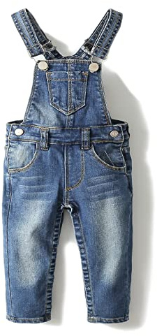 KIDSCOOL SPACE Salopette di jeans per neonato e ragazza,Salopette slim in denim per bambini,blu,12-18 mesi