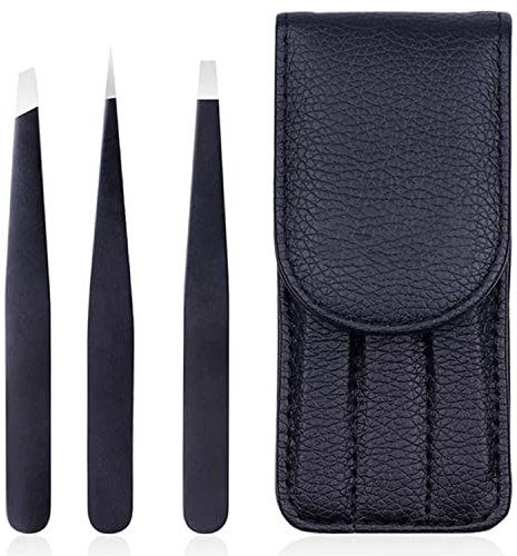Stadux Professional Eyebrow Tweezers Set for Facial Hair Women, Stainless Steel Tweezers for Men & Women (3-Set Tweezer)