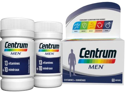Centrum Men Multi Vitamines et Minéraux, 13 Vitamines et 10 Minéraux, Complément Alimentaire, pour Homme, lot de 2x30 Comprimés