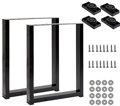 Thanaddo Patas de mesa, metal, cuadradas, negras, 2 piezas, moderno, acabado de acero inoxidable, para uso en interiores y exteriores, caminos de mesa, banco de bricolaje, mesas de comedor