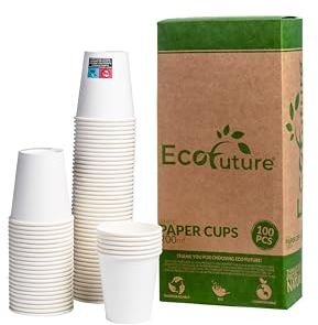 Vasos Desechables De Cartón Blanco 200ml - 100 Unidades Biodegradables y Reciclables, Ecológicos Para Café, 20cl - Crea Tu Vaso Personalizado
