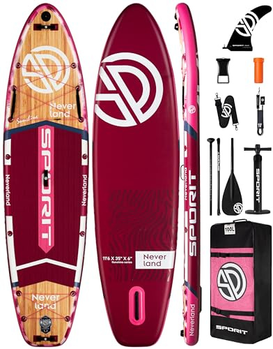 SPORIT 11'6×35 Super Wide Inflatable Stand Up Paddle Board, Ultra Stable SUP Board for Adults, 450lb Capacity with Shoulder Strap, 100L Backpack, Removable US Fin, Floating Paddle, Safety Leash