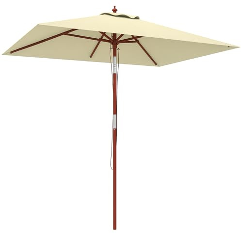 Outsunny Sombrilla Terraza Exterior Ángulo Ajustable 200x150 cm Beige