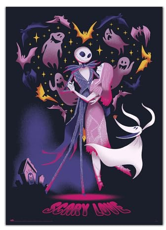 Grupo Erik Poster Disney Pesadilla antes de Navidad, Brilla en la oscuridad, Laminas decorativas 50 x 70 cm a todo color, Posters para pared