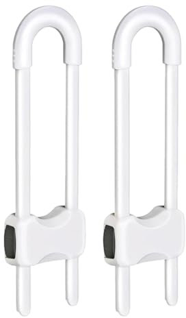 lyanny Kindersicherung Schrank, 2er-Pack verstellbare kindersichere Schrankverriegelung, U-förmige Schranksicherung Baby, sichere Schubladen-Sicherheits-Kindersicherungen, für Tür, Schrank