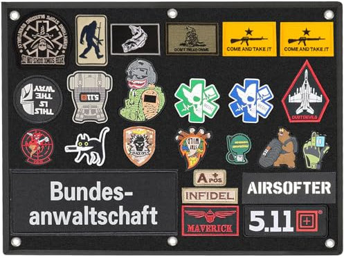 60×45CM klettwand, ZCXG Kletttafel Patches Klett,Taktische Patch-Display-Tafel, Klett Patch Board,Haken & Schlaufe,Mit Ösen, Faltbar für Militär-Patch-Aufhängung - Schwarz