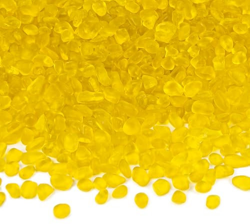 QEQEKAKA® Pierres en verre de mer pour travaux manuels, environ 405 g, galets en verre jaune pour aquarium, pierres précieuses pour aquarium, remplissage de gravier pour vases, centres de table