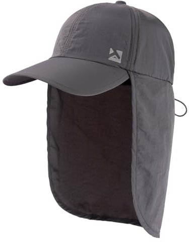 TOP-EX Mens Baseball Cap with Neck Flap Waterproof Sun Hat with Neck Shade Cover UV SPF Protection Caps for Fishing Safari Outdoor Hiking Dark Grey M/L