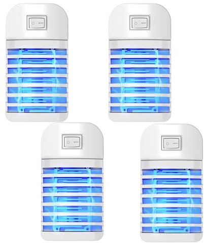 WUGEIN Moustique Tueur Lampe,Moustiquaire électrique avec lumière Lot de 4, Piège à Mouches d'intérieur Plus sûr pour la Maison,Piège à Mouches d'intérieur,Piège à Insectes d'intérieur,Piège à Mouches