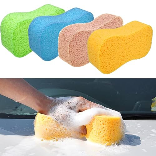 Massage Color Spugna Coccola Spugne per autolavaggio Spugna Supersoft, Jumbo per auto Spugna Auto Lavaggio, Set di Spugne Lavaggio Auto - 4 Pezzi Grandi Spugne Auto Lavaggio Antiscratch