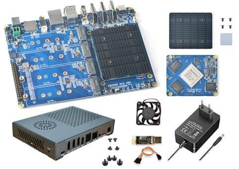 WayPonDEV CM3588 Plus nätverkslagringsmodul NAS-kit, LPDDR5-moderkort, RK3588 2,4 GHz CPU 6TOPs NPU Mali-G610 GPU, 4X PCIE3.0 HDMI-port, hemmolnserver, 8K videokodare (32 GB 64 GB)