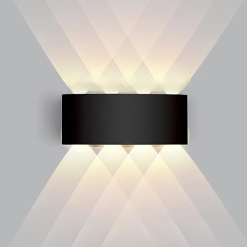 Voltix Applique da Parete LED per Interni ed Esterni, 8W Luce Naturale, Lampada da Muro Impermeabile, Design Moderno in Alluminio, Ideale per Casa, Balcone e Giardino (Luce Naturale 4000K, Nero)