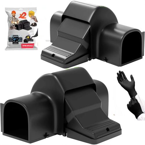 Piège à Rats Pro (Lot de 2) - Piège à Souris Professionnel prêt à l’Emploi - Tapette à Souris sécurisée et Non Toxique - Attrape Souris Puissant - Anti Souris intérieur/extérieur - tapette à Rats