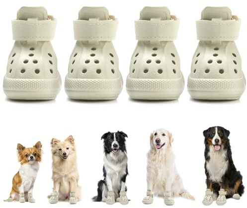 SlowTon Chaussures pour Chiens pour pavé Chaud, Sandales pour Chiens Respirantes antidérapantes avec Bandes réfléchissantes, faciles à Mettre et à enlever, faciles à Nettoyer