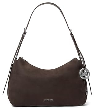 Michael Kors Nolita Medium Top Zip Convertible Shoulder, Silver-Tone Hardware/Nubuck Leather/Chocolate
