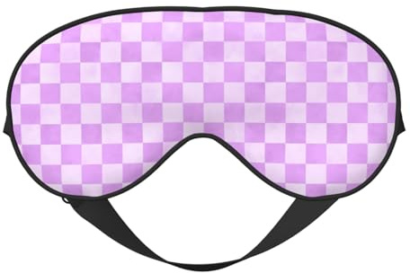 Máscara de sueño para los ojos para hombres y mujeres – Estampado a cuadros lavanda con hebilla ajustable – Máscara de sueño opaca cómoda para hombres y mujeres – Diadema divertida para juegos de