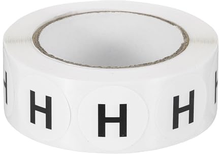 PATIKIL Letter H Inventory Labels, 500 Pcs 0.75 Inch Letter Stickers Round Circle Dots Labels Semi-Gloss Adhesive Stickers for Home Organization Office Storage, Black (1 Roll)