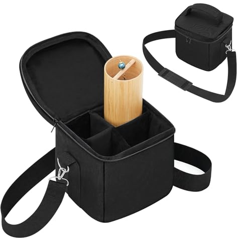 Sunnymove Universal Chimes Case Bag Hold up to 4 Chimes Accessory for Sound Healing Meditation Toolkit Protective Carrying Transport Travel Gig Bag for Wind Chime (Not Included), 8x8x8 Inch(Black)