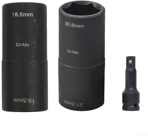 MeevrgR Set di chiavi per dadi ruota a doppia estremità, 18,5 mm, 19,5 mm, 20,5 mm, 21,5 mm, in acciaio al cromo vanadio, con barra di estensione da 30,5 cm per dadi per pneumatici auto