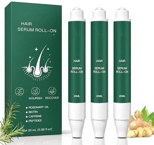 Roota Hair Growth Serum Roll-On,Au Romarin, Sérum Revitalisant pour Cheveux Plus Denses, Soin Anti-Chute pour Hommes et Femmes (3 Pièce)