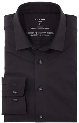 OLYMP Långärmad topp för män, Luxor 24/seven, uni, modern passform, New Kent, svart 68,46, Svart 68, 46 SE