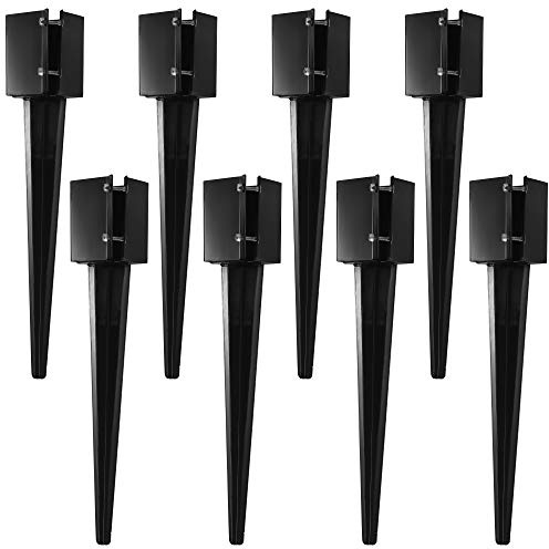CRIZTA 8 Pcs 36 Heavy Duty 4x4 Fence Post Anchor Ground Spike Metal Black Powder Coated - Mailbox Post Anchors. Length: 36 inches, Outer Dimension: 4” x 4” (Fit 3.5” x 3.5” Square Wood Post)