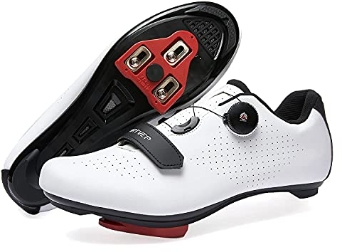 ARTVEP Fahrradschuhe Herren Damen Rennradschuhe MTB Radschuhe Kompatibel mit Look SPD SPD-SL Delta Lock Pedal Reitschuhe Peloton Schuhen Weiß EU38 / 240