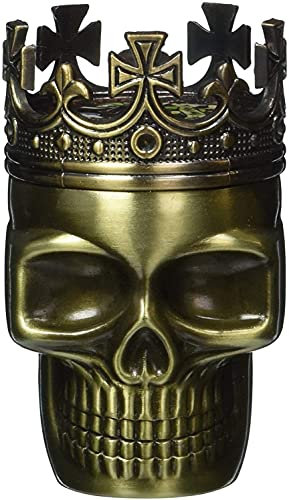 GIVBRO Moulin à herbes en métal en forme de tête de mort du roi couronné