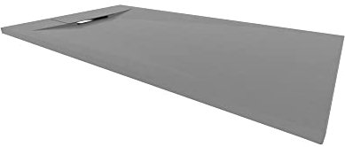 Moments of Glass Plato de ducha SMC Polar 70x100 cm Gris - Antiderrapante, Textura Pizarra, Antibacteriano, Resistente a agentes químicos – Incluye válvula y rejilla