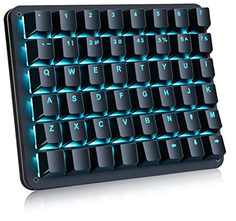 Koolertron Single-Handed Macro Mechanical Keyboard, Blue LED Backlight Portable Single-Handed Mechanical Gaming Keyboard 48 Fully Programmable Keys Red Axis