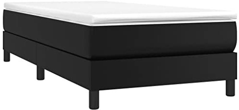 vidaXL Bettgestell, Polsterbett Bett für Schlafzimmer, Bettrahmen mit Lattenrost, Kunstlederbett Einzelbett, Schwarz 100x200cm Kunstleder