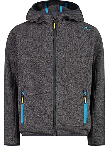 CMP - Kinder-Knit-Tech-Jacke mit fester Kapuze, Black-Reef, 176