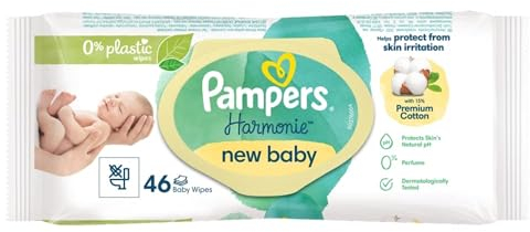 Pampers Harmonie New Baby Wipes Plastic Free 4 Packs = 46 Wipes