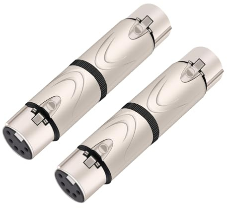 HOZIBING XLR Adapter, 5 Pin Female to 5 Pin Female Connector for DMX Audio Mixer Mic Extension - 2 Pack