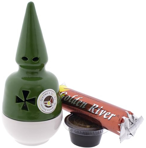 CERÁMICA ESPAÑA | Incensario nazareno Blanco-Verde | Incensarios religiosos | Incensarios de Barro | Incensarios Originales | Incensario Semana Santa | 9x9x20 cm | Accesorios Incluidos