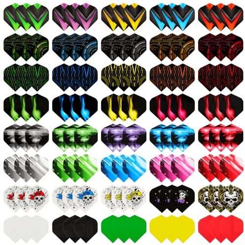 QKURT Ailettes Fléchettes, 8 styles 40 ensembles 120 pièces Ailettes Standard Fléchettes Ensemble de vol de fléchettes épais pour jeu de fléchettes, Vol de fléchettes en PET pour pointe en acier à poi
