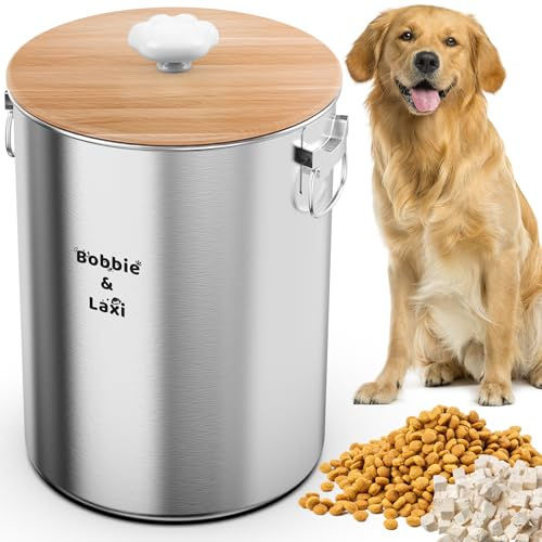 12kg Large Stainless Steel Dog Food Storage Container with Lids Airtight to Keep Food Fresh, Metal Pet Food Bin Claw Handle Easy Clean & Use for Big Dog Multiple Pet, Long-Lasting Cat Food Storage