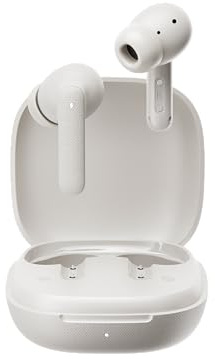 QCY Buds iPX4 Bluetooth Headphones - Stylish Design - 35 Hours Ultra Long Battery Life - Low Latency 0.06s AI