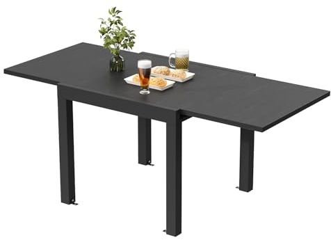 JUMMICO Table de Jardin, Extensible, en Aluminium, Table à Manger, de Camping, Table Pliante Extérieure, Table de Balcon, Pieds Réglables, 80 x 160 cm, Gris