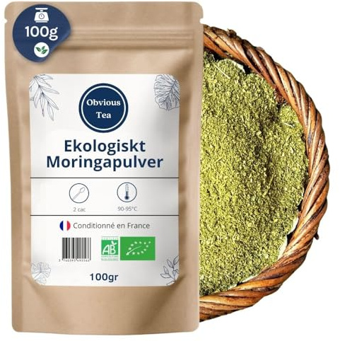 Organiskt Moringapulver - Naturlig superfood, rik på mineraler och vitaminer - Matsmältningsinfusion - Moringa Oleifera Lam. Aromatisk - Organiskt odlad 100 g (50 koppar)