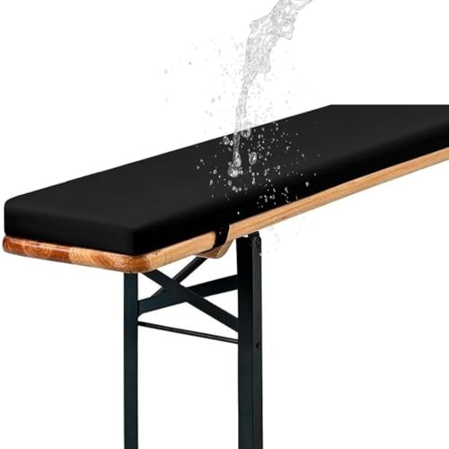 Waterproof Non-Slip Beer Bench Cushion Outdoor Furniture Pad 220x25 180x23 Weather-Resistant Seat Cushion with Buckle Black 150x40x3cm