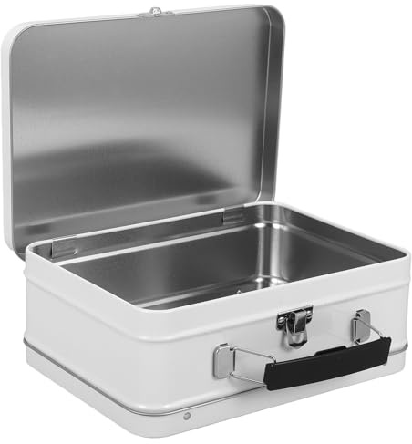 BUGUUYO Caja de Hojalata Vintage con Cerradura y Asa para Almacenamiento Seguro de Joyas y Dulces, Diseño Portátil de Estaño Adecuado para Celebraciones y Escritorio