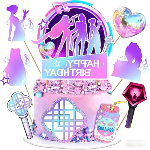 Set di 9 decorazioni per torte K-pop, Dem0n decorazione per torte per ragazze, decorazione per torte di compleanno per bambini, per decorare cupcakes, compleanno per bambini decorazione