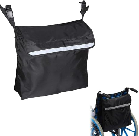 SoeUyd Mochila Silla de Ruedas con Tiras Reflectantes, Mochila Silla de Ruedas Impermeable, Bolsa Trasera para Silla de Ruedas Accesorios, para Guardar Objetos Personales y Artículos Médicos