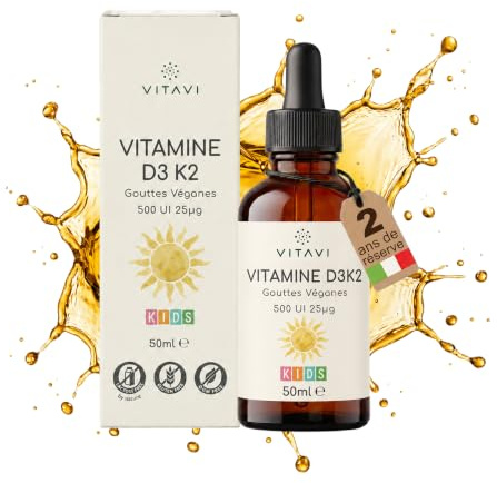 Vitavi Vitamine D3 K2 en Gouttes 500 UI - 50 ml, Enfants