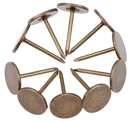 100pcs Clou tapissier punaise clous de tapissiers en fer à tête plate de style vintage, pour meubles, canapé, décoration de porte, 1,1x1,7cm