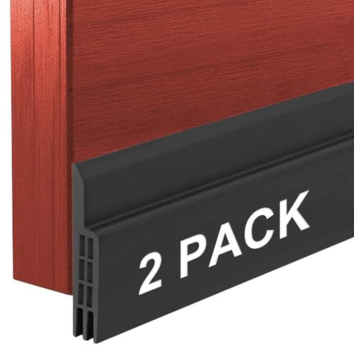 Burlete Bajo Puerta Agua, Aislante Puertas Entrada, Sella Puertas Exterior, Debajo Puertas Interior para El Frio Silicona Adhesivo para Puerta Aislamiento Acústico/Prueba de Viento/Anti-bug 2m, negro